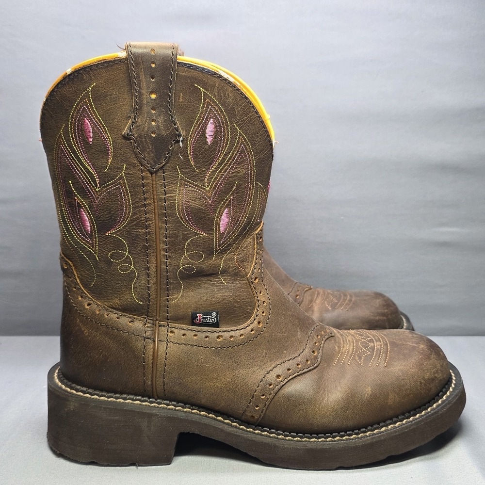 Justin Gypsy Gemma Boots Women's Size 9B Brown Shetland Buffalo Leather GY9526